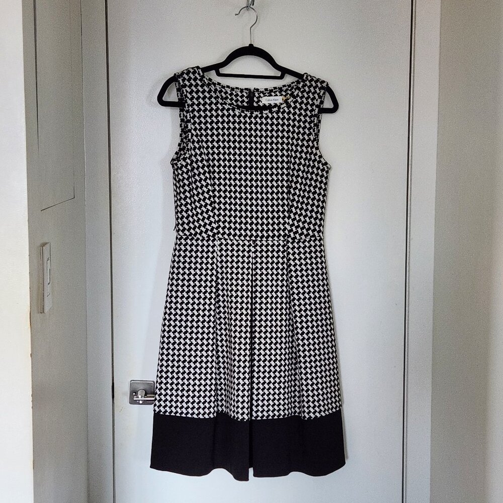 Calvin Klein Black & White Houndstooth Dress